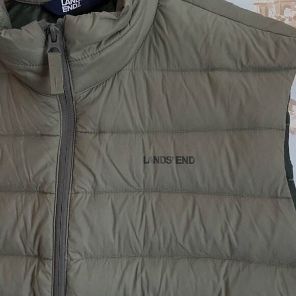 Lands End Men Down Puffer Vest XL Olive Green Outdoor Classic Insulated Gorpcore - Picture 5 of 15